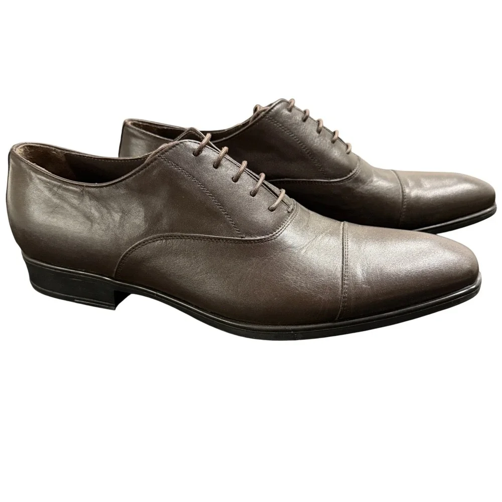 Bruno Magli Men's Brown Leather Oxford Dress Shoes Cap Toe Made in Italy‎ 13